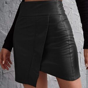 Faux Black Leather Skirt